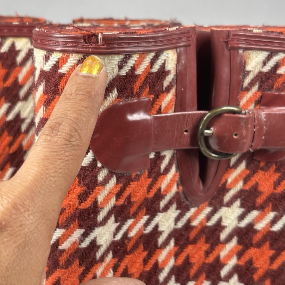 Banana Republic Womens‎ 6 Houndstooth Rain Boots Maroon Orange Tweed Retro 70s - Picture 10 of 11